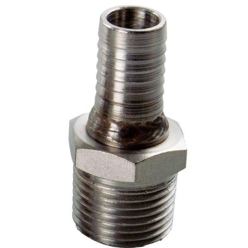 Male Stainless 1/2 NPT x 1/2 Barb