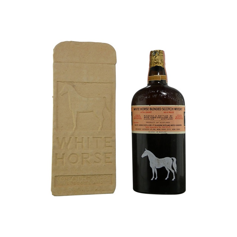 White Horse Flat Bottle Blended Scotch 1950’s In Gift Box (750ml)