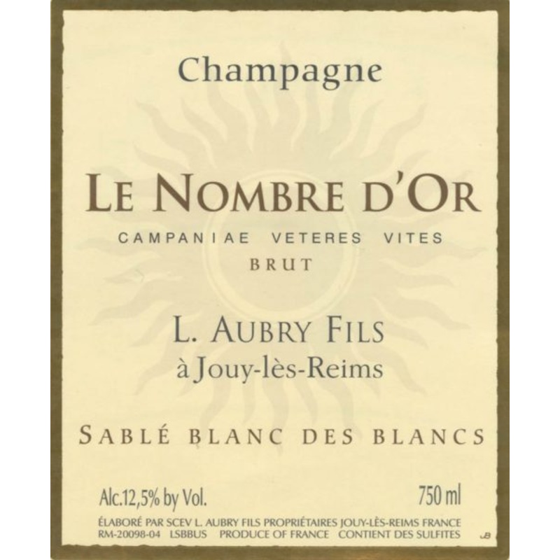 Aubry Fils Champagne Le Nombre dOr Sable Blanc des Blancs – 2018 (750ml)