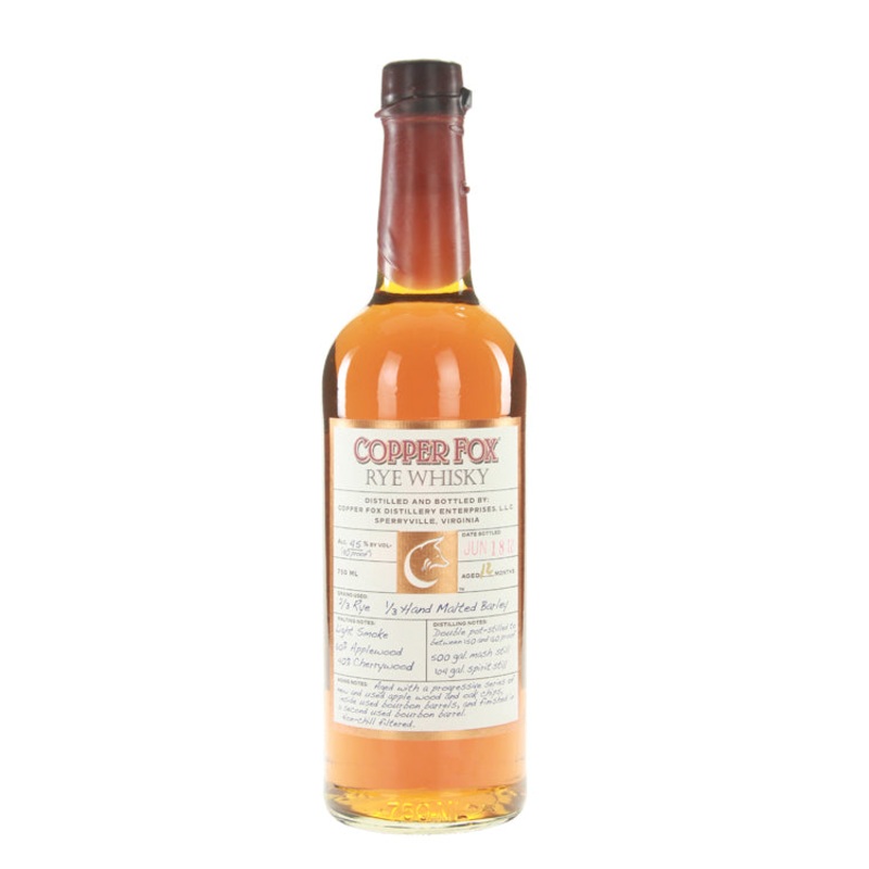 Wasmund’s Copper Fox Rye Whiskey (750ml)