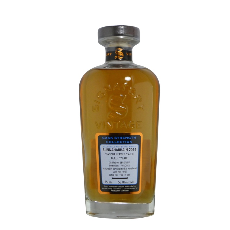 Signatory Bunnahabhain 2014 Staoisha Heavily Peated Cask Strength 58.8% (750ml)