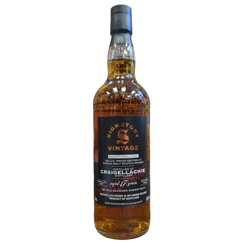 Signatory 2007 Craigellachie 17 year, Oloroso Sherry Butt 100 proof (700ml)