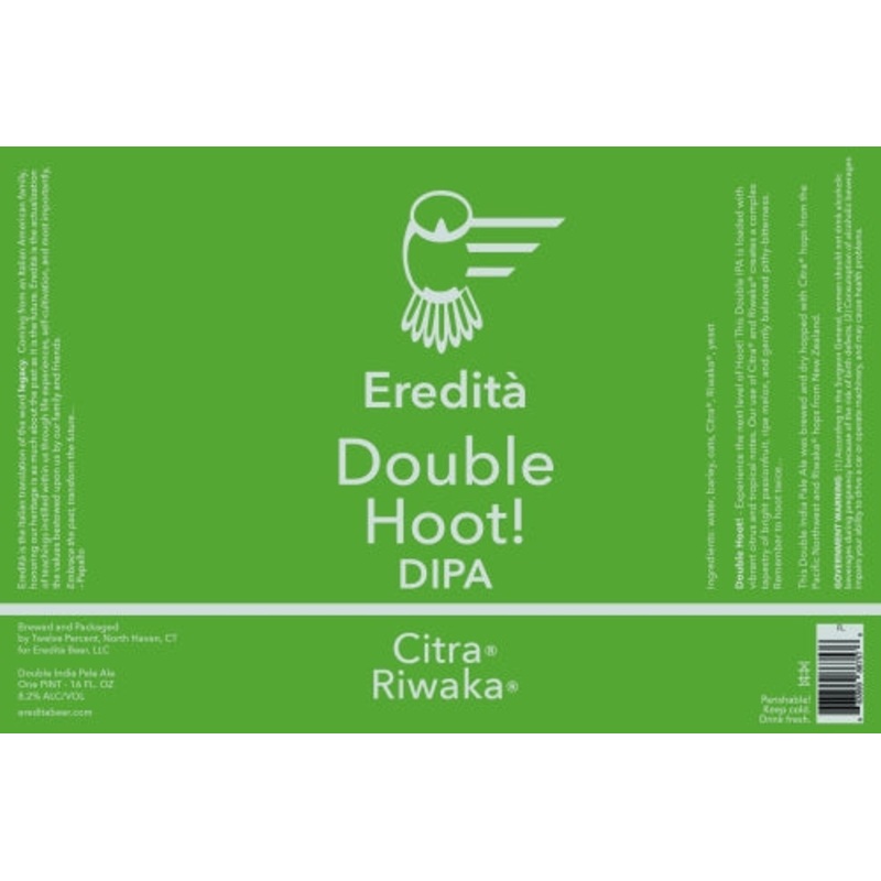Eredita Double Hoot Hazy DIPA(16oz Can 4pk)