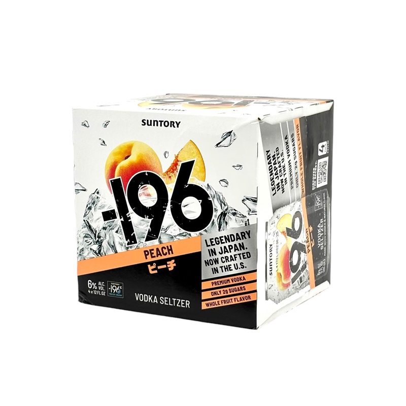 Suntory -196 RTD Peach Vodka Seltzer 4 x 355 ml cans