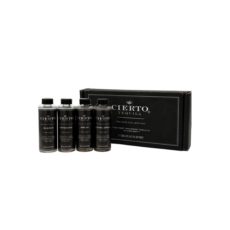 Cierto Tequila Blanco/Reposado/Anejo/Extra Anejo Private Collection 4 x 50 ml Sampler Pack