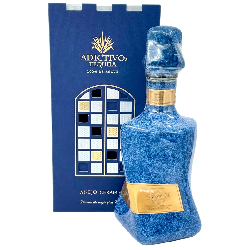 Adictivo Anejo Tequila Blue Ceramic