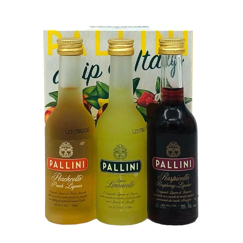 Pallini A Sip of Italy (Limoncello,  Peachcello, Raspicello) Liqueurs 3 x 50 ml