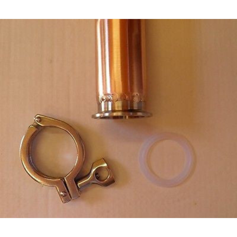 2 x 15 Copper Reflux Column, Moonshine Still Pipe, SS304 Ferrule Tri Clamp