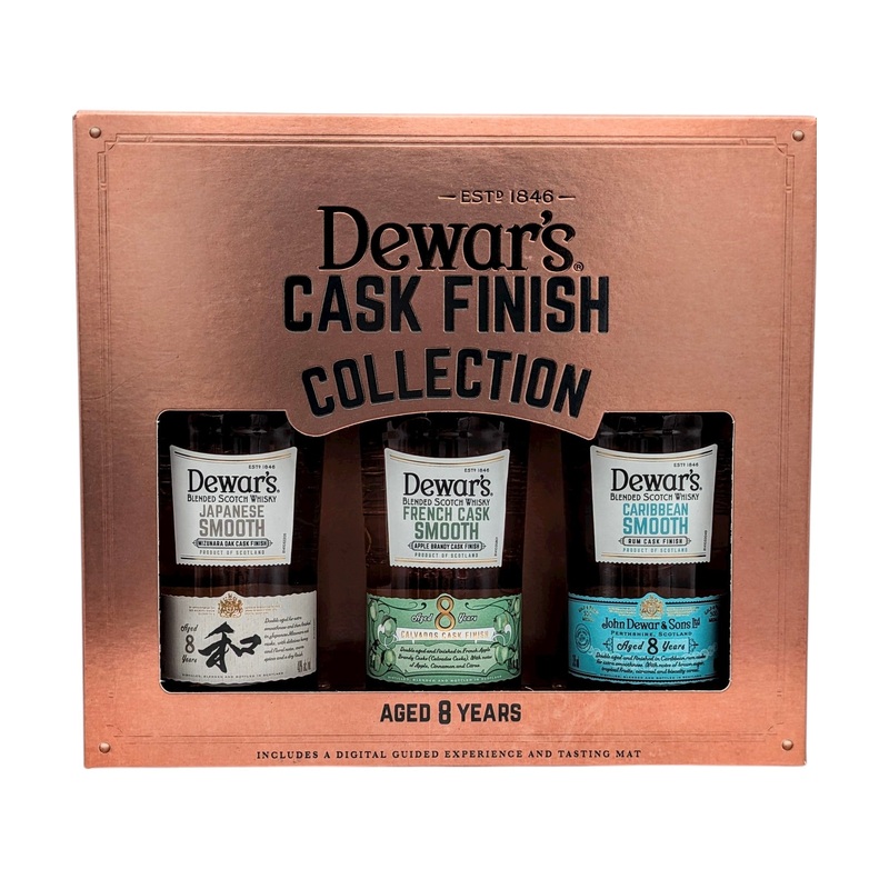 Dewar’s Cask Finish Gift Set Scotch Whisky Mizunara, French & Caribbean 3 x 375 ml