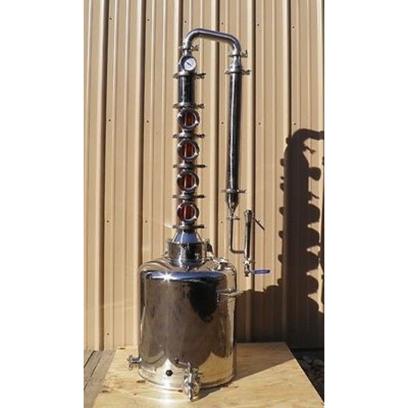 26 Gal. Moonshine, Vodka, E-85 Ethanol Still, 4 Bubble Plate Copper & Stainless
