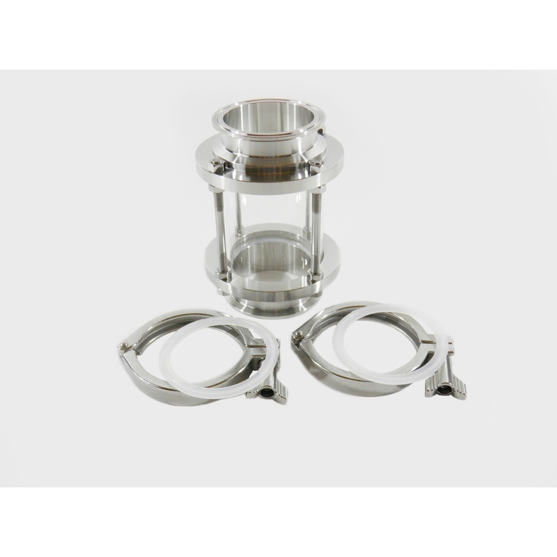 3 Borosilicate Tri Clamp Sight Glass with Gaskets and Tri Clamps