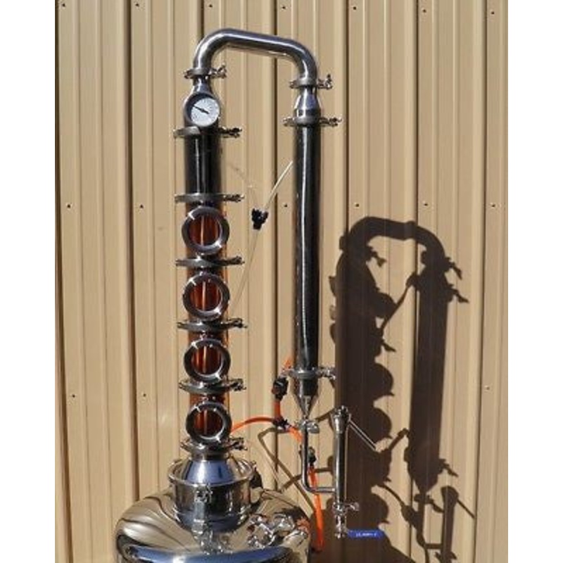 4 Bubble Plate Copper & Stainless Moonshine Still Column Vodka W/ Cooling Kit