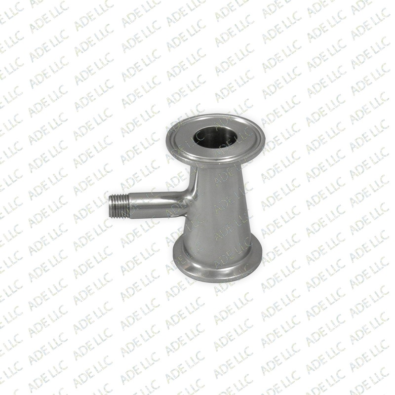 1.5 X 1 with 1/4 MNPT, Tri Clamp, Tri Clover, Sanitary, Concentric Reducer, 304 Stainless