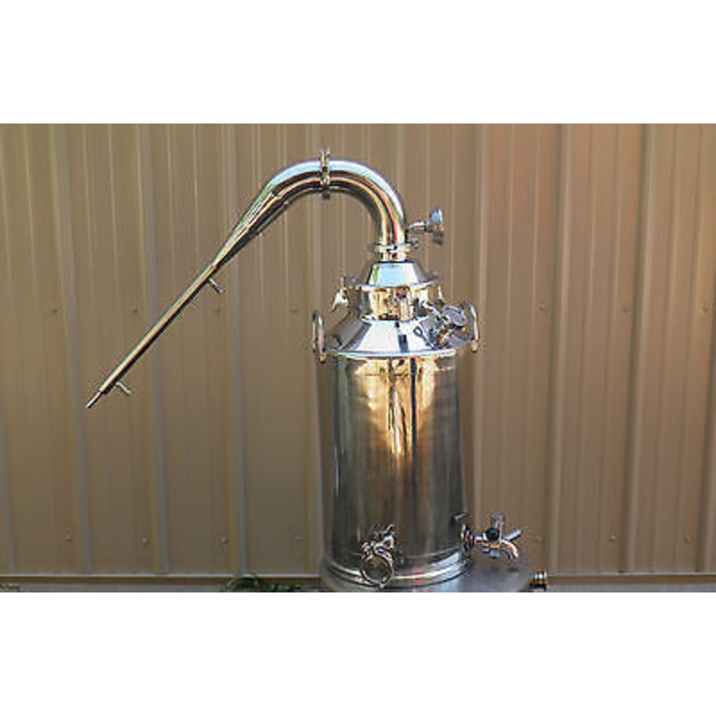 13 Gallon Stainless Still with 3 Stainless Whiskey Column