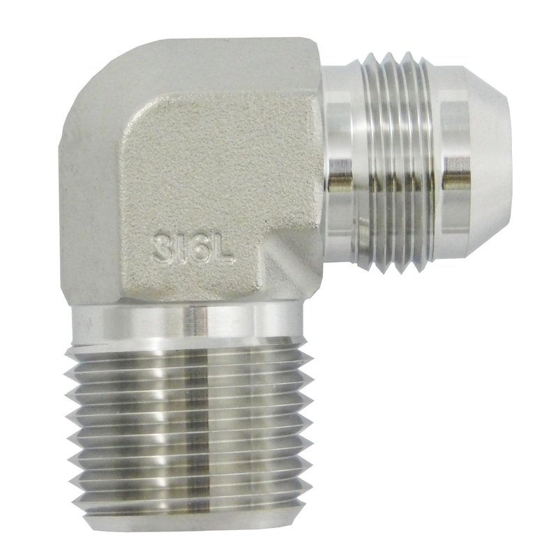 1/2 Male NPT to 1/2 Male JIC, 90-Degree Elbow, 304 Stainless Steel